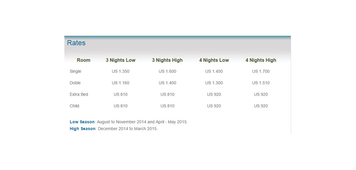 rates catamaranes del sur